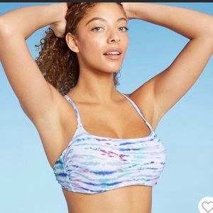 Shade & Shore Square Neck Blue Tie Dye Bikini top